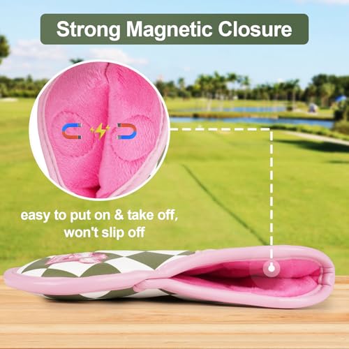 Craftsman Golf Club Cover Set for Driver, Fairway, Hybrid, Putter - Iron Headcovers 11pcs Pink Embroidery