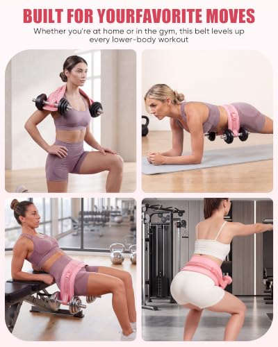 Pink Hip Thrust Belt for Glute Workout Leather Support Belt