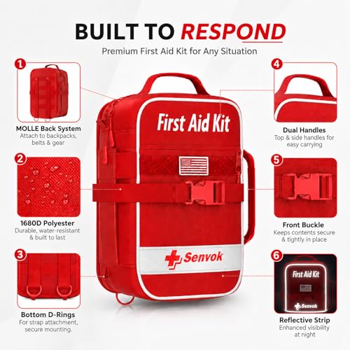 Large Car and Outdoor First Aid Kit - Color-Coded & Labeled, Emergency Supplies