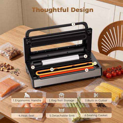 Food Vacuum Sealer Machine 6-in-1 Automatic Sealing for Food Preservation