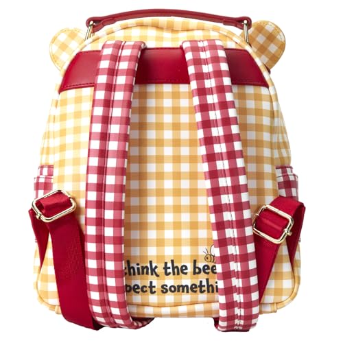 Winnie the Pooh Gingham Mini Backpack - Vegan Leather, Adjustable Straps
