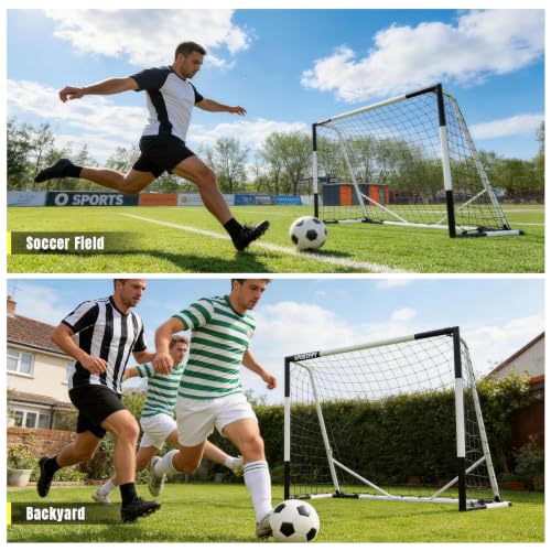Sportappy Heavy-Duty Metal Soccer Goal Post 3x2.5 to 12x6.5 ft with Weatherproof Net
