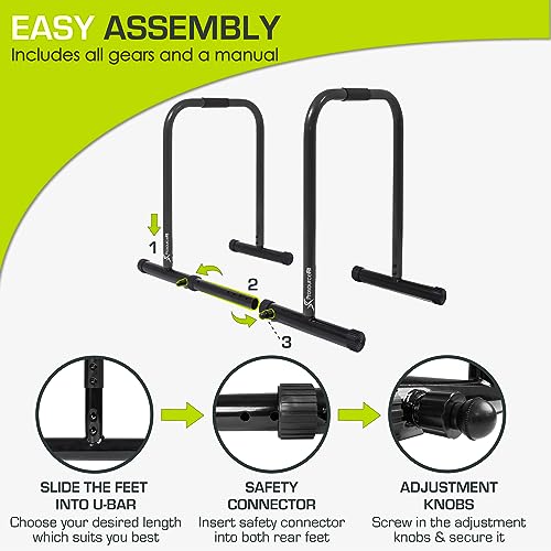 Adjustable Power Dip Station for Home Gym - Black/Lite