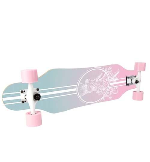 Mini Cruiser Longboard, 31 Inch Small Size Wide Wheel Skateboard, Beginner Stable & Easy-to-Control Skateboard, Suitable for Park & Street Riding, Unique Flame Pattern (Pink)