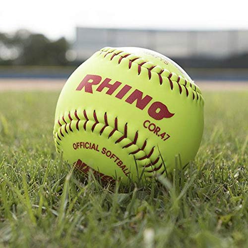 Syntex Leather Poly Core Softballs - Pack of 12, 12 Inch Yellow NFHS Approved