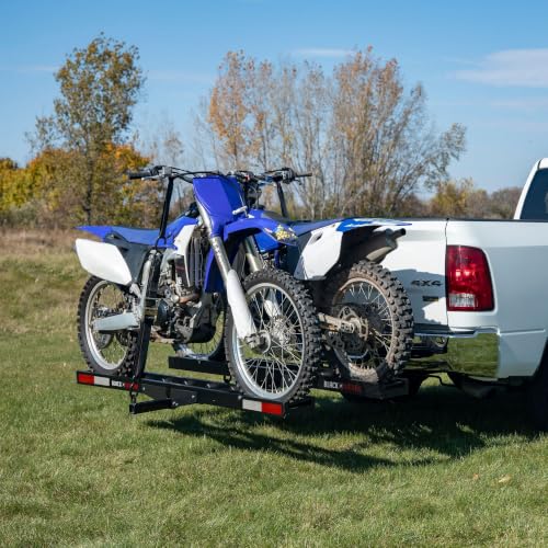 Double Bike Carrier for 2 Dirt Bikes Aluminum Hitch Mount with Ramp - Black Widow