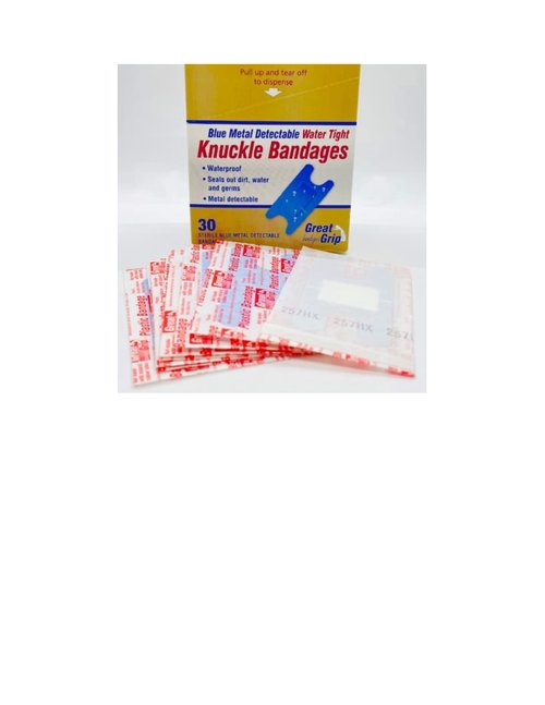 Medique Products 65238 Water Tight Bandage, Blue Metal Detectable Knuckle, 30-Count