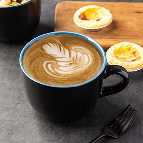 GBhome Jumbo Soup Mug Set of 4 with Handles - 24 Oz Large Ceramic Cups, Mix Variation