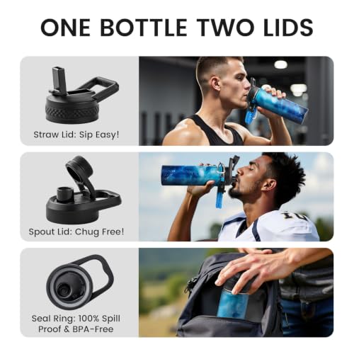 Insulated 20 oz Stainless Steel Water Bottle with Leak-Proof Lid & Paracord Handle