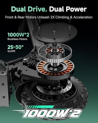 Electric Scooter 2000W Dual Brushless Motor Long Range Up to 50 Miles - Carbon Black