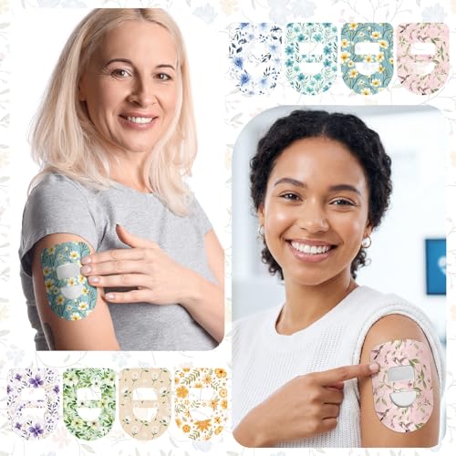 Waterproof Adhesive Patches for Omnipod 5 CGM - Floral Pattern, 32 Pack - Sweat & Water Resistant