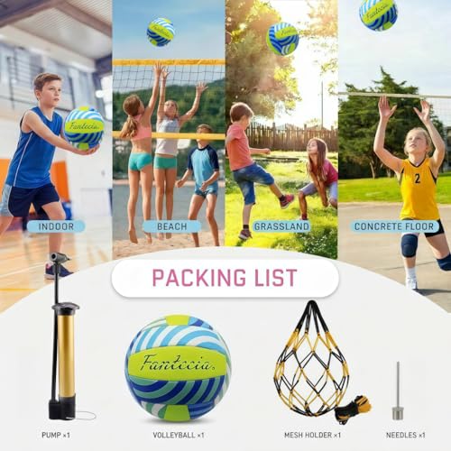 Size 5 Beach Volleyball with Pump - Soft Indoor Outdoor Training Ball