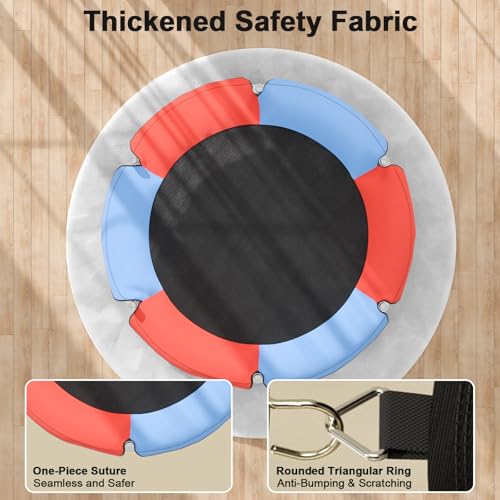 60-Inch Kids Trampoline with Safety Features, 5FT Indoor & Outdoor Playground - Red Blue
