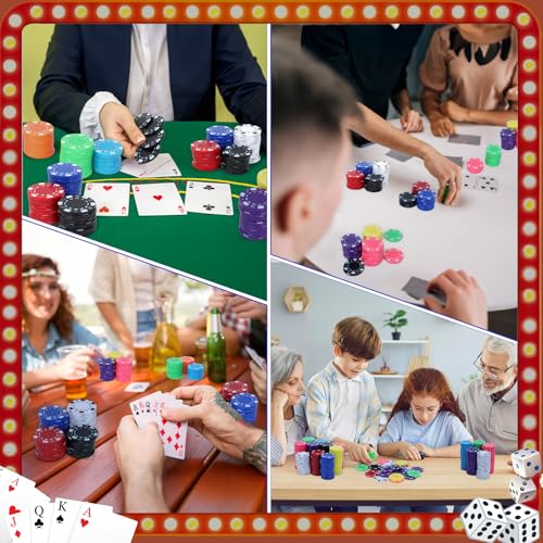 250 Pcs Plastic Poker Chips Set for Texas Hold'em & Casino Games - Durable & Colorful
