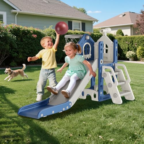 BIERUM 6-in-1 Toddler Indoor & Outdoor Playset Blue for 1-3 Year Olds