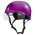 Triple Eight The Certified Sweatsaver Helmet with Visor for Roller Derby, Skateboarding and BMX, Purple Glossy, L/XL