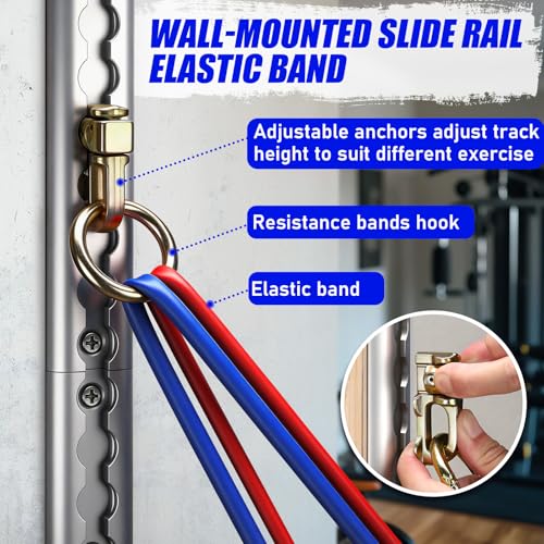 Resistance Band Wall Mount System with 5 Resistance Bands & Accessories - Space Saving Home Gym