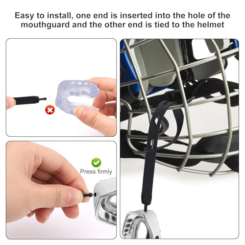 10 Pack Football Mouth Guard Tether Straps - Black, 18.1cm