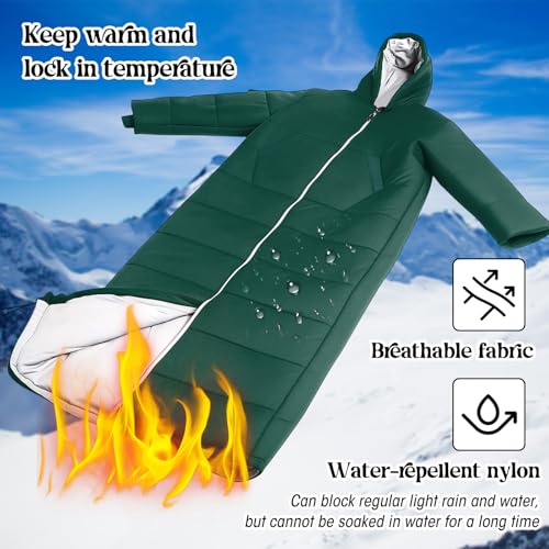 Macarrie Green Wearable Sleeping Bag for Adults with Sleeves - 0°C Insulated Portable Camping Gear