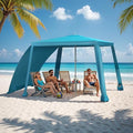 Blue 6.6ft Beach Canopy with Side Walls, Portable Sun Shelter for Outdoor & Camping