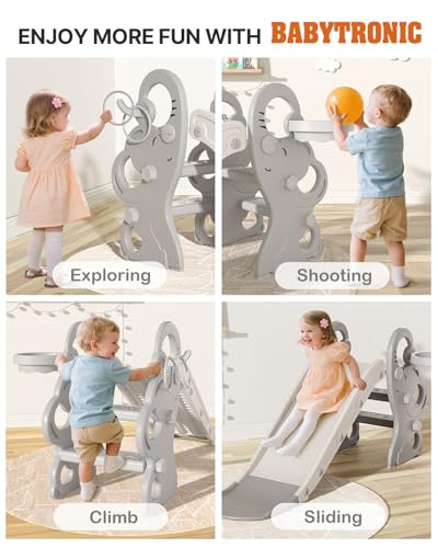Babytronic Gray & White Toddler Slide Indoor Outdoor Playset for Ages 1-3
