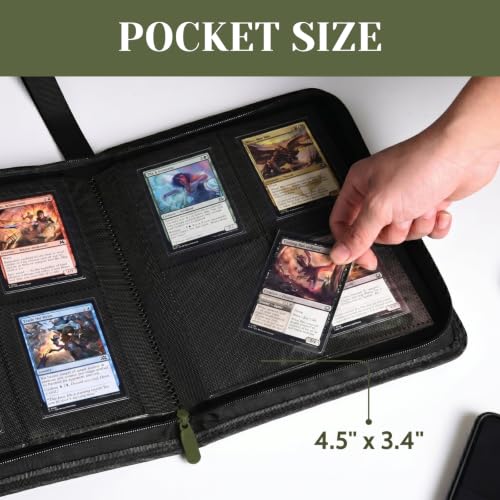4 Pocket Card Binder Green - Waterproof Toploader Storage for 128 Rigid 3x4 Cards