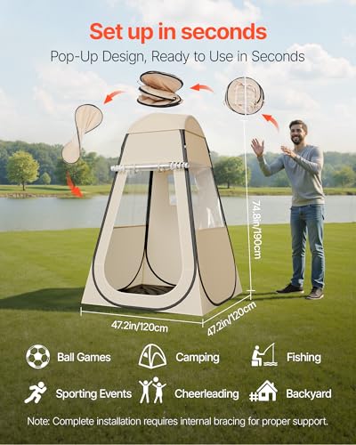 Pop Up Sports Tent with Clear Bubble, 8 Sizes Optional, Beige + Clear - 47"L x 47"W x 74.8"H, Waterproof Outdoor Shelter for 1-6 People