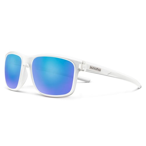 Suncloud Respek Polarized Sunglasses – 100% UV Protection – Comfortable Fit, Trendy Design – for Men & Women – Matte Crystal + Polarized Blue Mirror Lenses