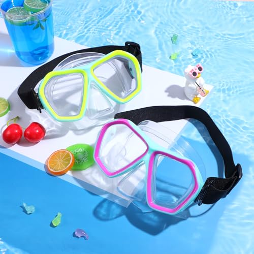PercyEffie 2 Pack Adult Swim Goggles with Nose Cover - Lime Yellow & Pink