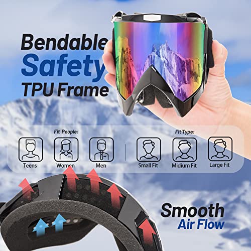 Braylin Adult Ski Goggles 2-Pack with Multicolor Lenses - Black & Orange Frames