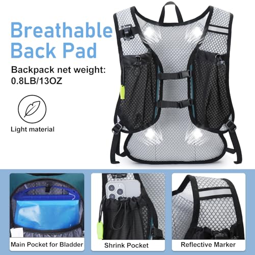 Lightweight Hydration Backpack with 2L Water Bladder - Plaid Dark Blue