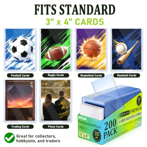 2000 Hard & Soft Plastic Card Sleeves Set - 3x4 Inch Trading Card Protectors, 35PT Thickness, Archival Safe, Double-Layer Defense