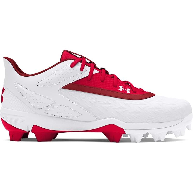 Under Armour Boys' Leadoff Low RM Jr 3.0 Baseball Shoes - 600 Red/White/Red+8 Infant
