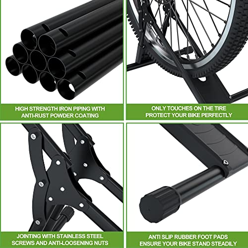 Adjustable Bike Storage Stand - Bicycle Floor Parking Rack for Mountain & Road Bikes - Indoor Outdoor Cycling Organizer - 1 Bike Rack