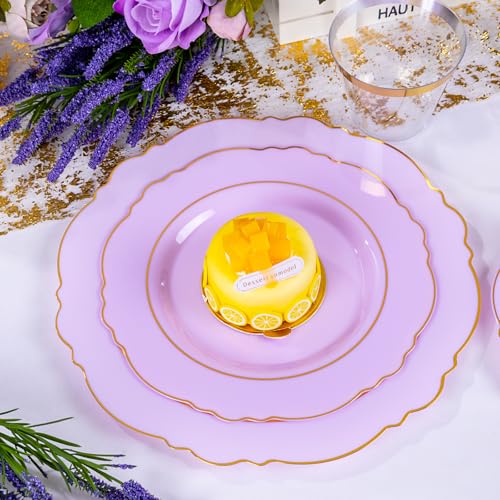 Liacere Light Purple Disposable Plates 350PCS Wedding Party Dinnerware Set