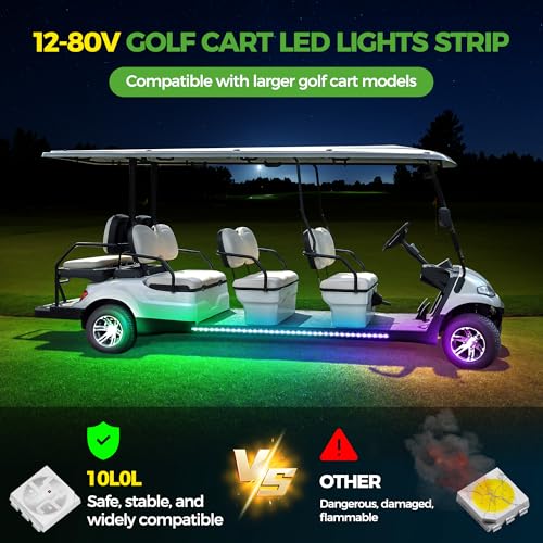 4-Pack Golf Cart Underglow LED Light Kit RGB Neon Underbody Lights Waterproof