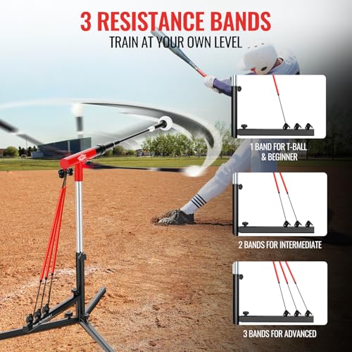 Youth Baseball & Softball Swing Trainer with Auto Reset & Adjustable Height
