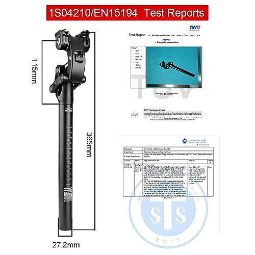 Bibike Safort Suspension Seatpost 31.6mm, 365mm Length, 50mm Travel, Aluminum