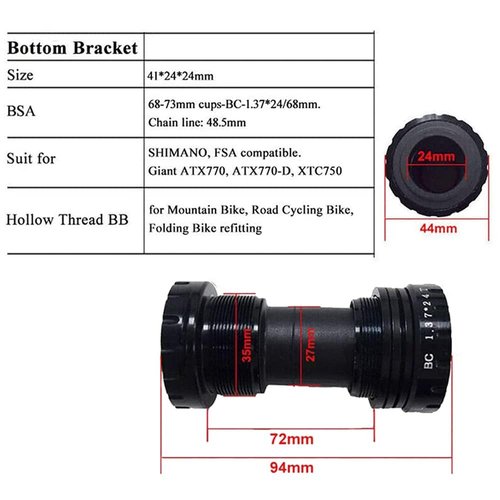 BUCKLOS IXF 104 BCD 30-52T Mountain Bike Crankset -Hollow Integrated MTB 170mm Crank Set- Aluminum Alloy Bike Crankset with Narrow Wide Tooth Chainring Bottom Bracket Bolts (Black/Red)