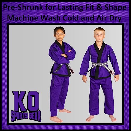 Kids BJJ Gi Set Purple M0 - Pre-Shrunk Jiu Jitsu Jacket & Pants for Children