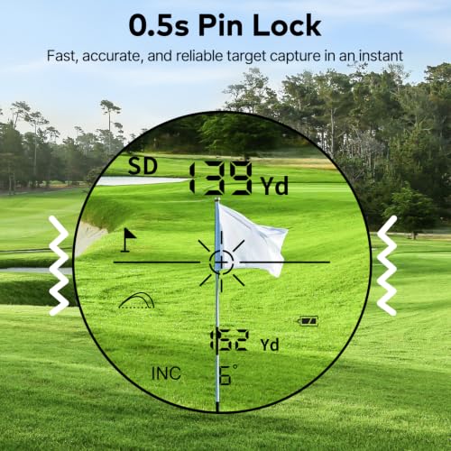 KOKVP White Golf Range Finder with Slope, 1200 Yards, Magnetic Mount, Flag Lock