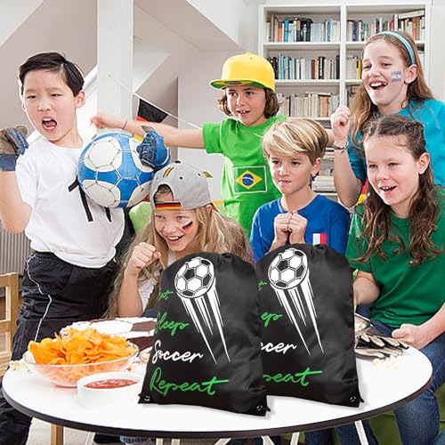 Soccer Party Favors Pack 24 Pcs with Drawstring Backpacks & Adjustable Bracelets for Kids & Adults