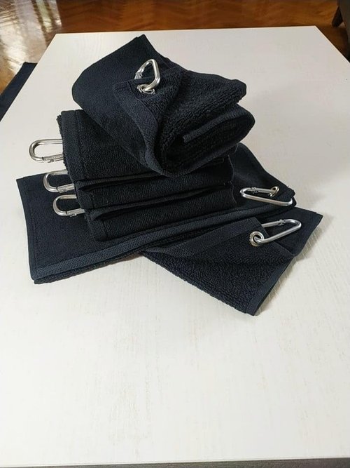 Towland 11''X18''%100 Turkish Cotton Tery Velour Golf Towels,Corner Grommet (3, Black)