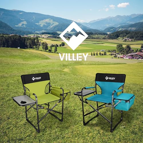 Heavy Duty Folding Directors Chair with Cooler Bag and Side Table - Green