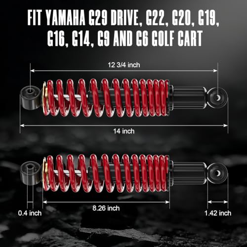 Vaccitect Red Heavy Duty Rear Shock with Spring for Yamaha G29 Drive & G22 Golf Carts, 14-Inch Extended