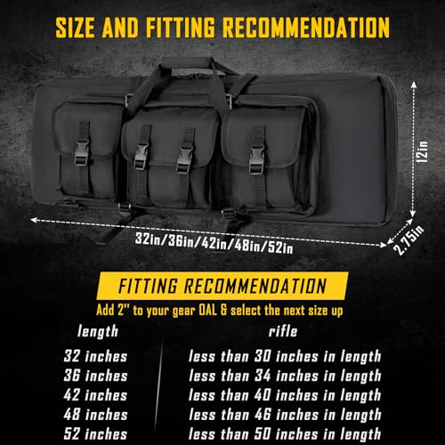 DULCE DOM Black 42-inch Double Rifle & Pistol Soft Gun Case with Padded Compartments
