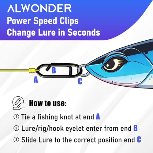 75LB Stainless Steel Fishing Speed Clips for Lure Quick Change - Black Coated, Saltwater & Freshwater