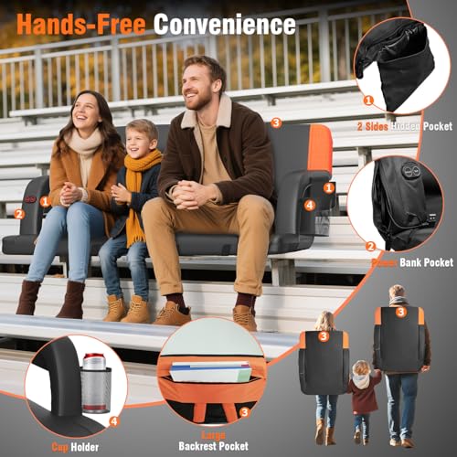 23-Inch Blue Stadium Seats with Back Support & Foldable Bleacher Chair - Includes Orange Variation