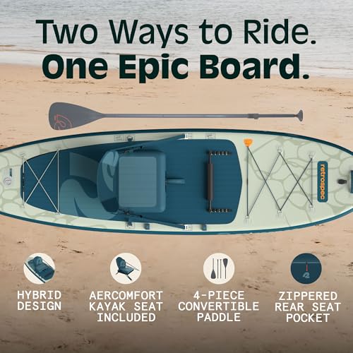 Retrospec Weekender Plus 10' Inflatable Stand Up Paddleboard Bundle with Carrying Case & Accessories - River Ripple Edition