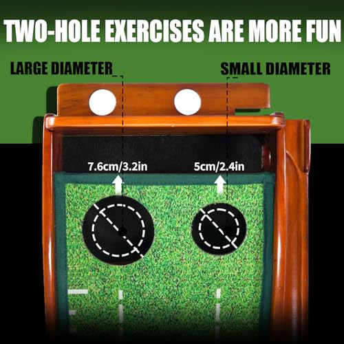Indoor & Outdoor Golf Putting Mat with Auto Ball Return - Brownish Green